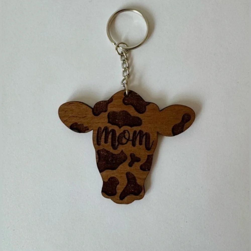 Mom Cow Head Keychain
